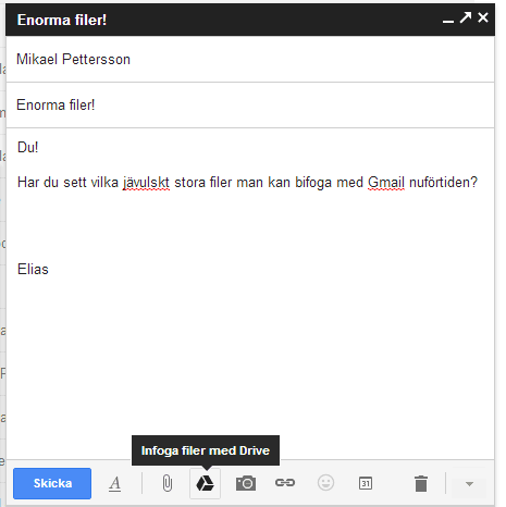 Skicka rejält feta filer i din e-post