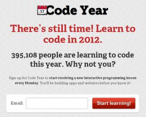 Hemsidan för Code Year 2012 med möjlighet till registrering. Än är det inte för sent.